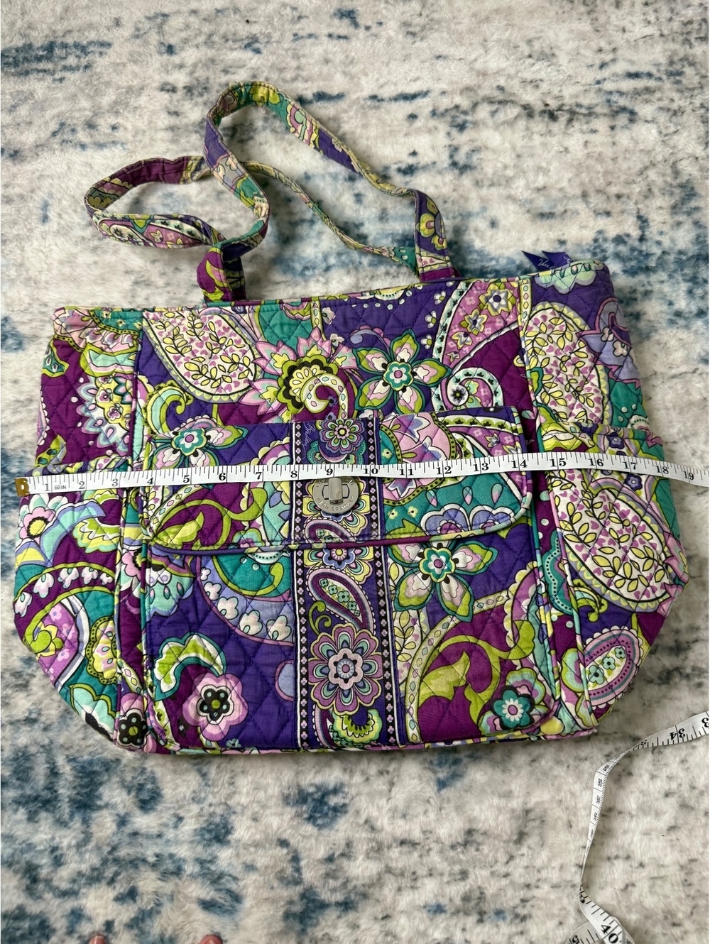 Vera Bradley Heather Paisley Large Purple Tote Retired Print 2013 9 Pocket